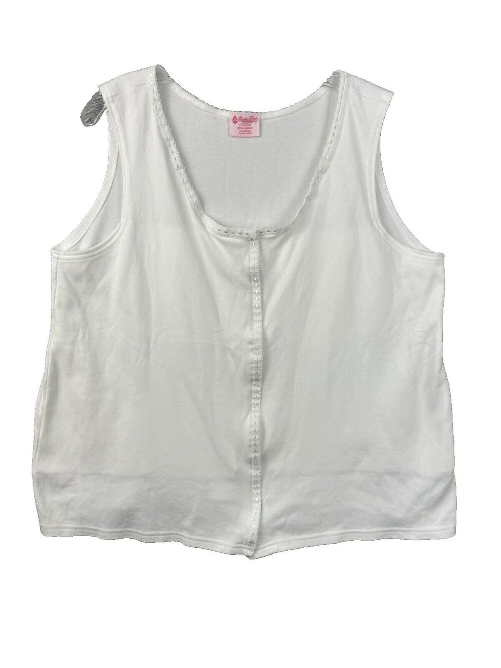 Breast Cancer Camisole Women 3XL Front Hook & Loop Closure Gentle Touch Cotton